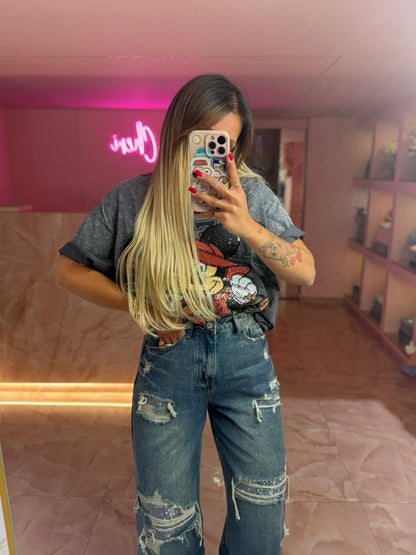 Jeans Strappi Neri Glitter  ♥