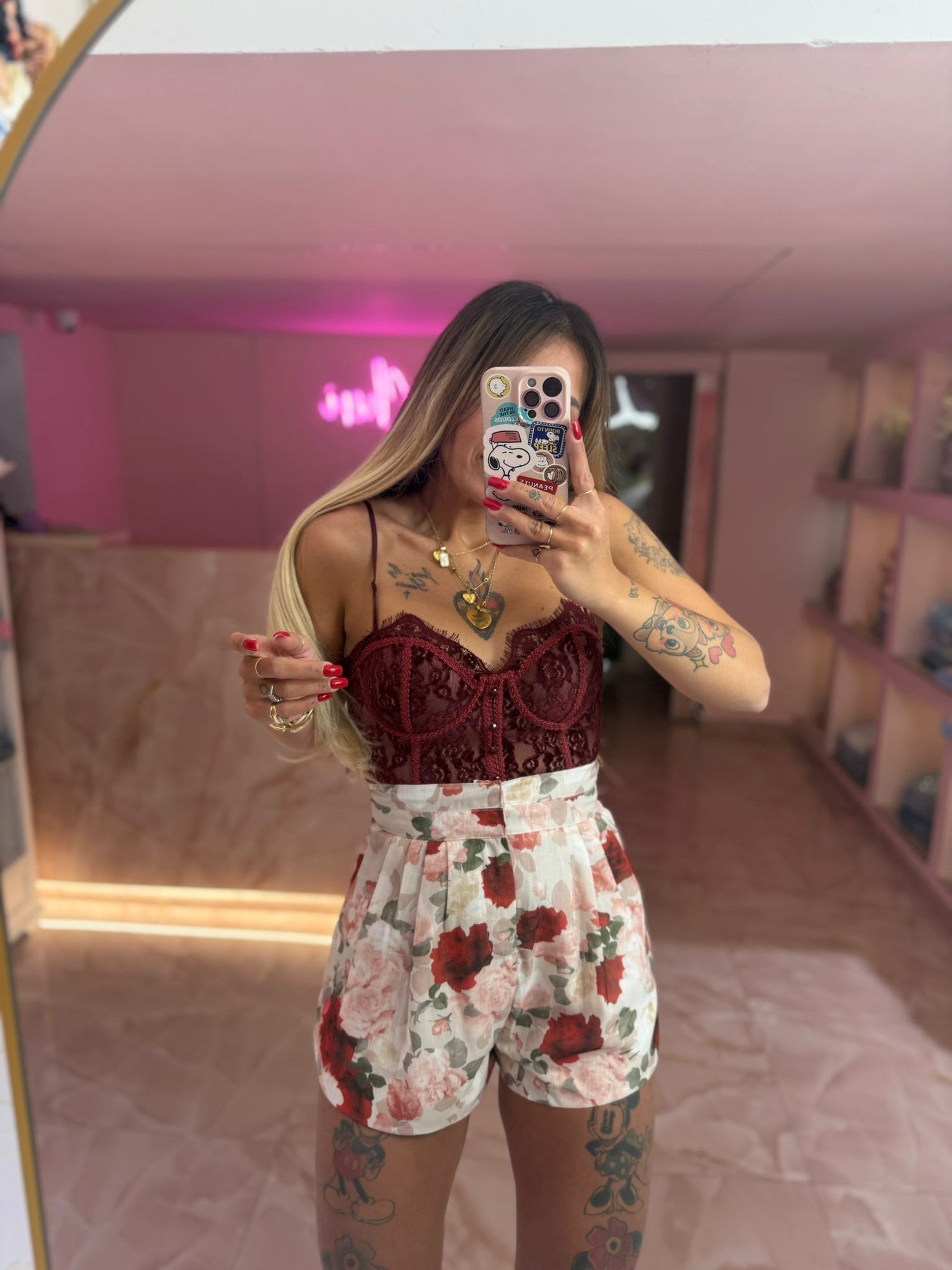 Pantaloncini Fiorite In Bordeaux  ♥