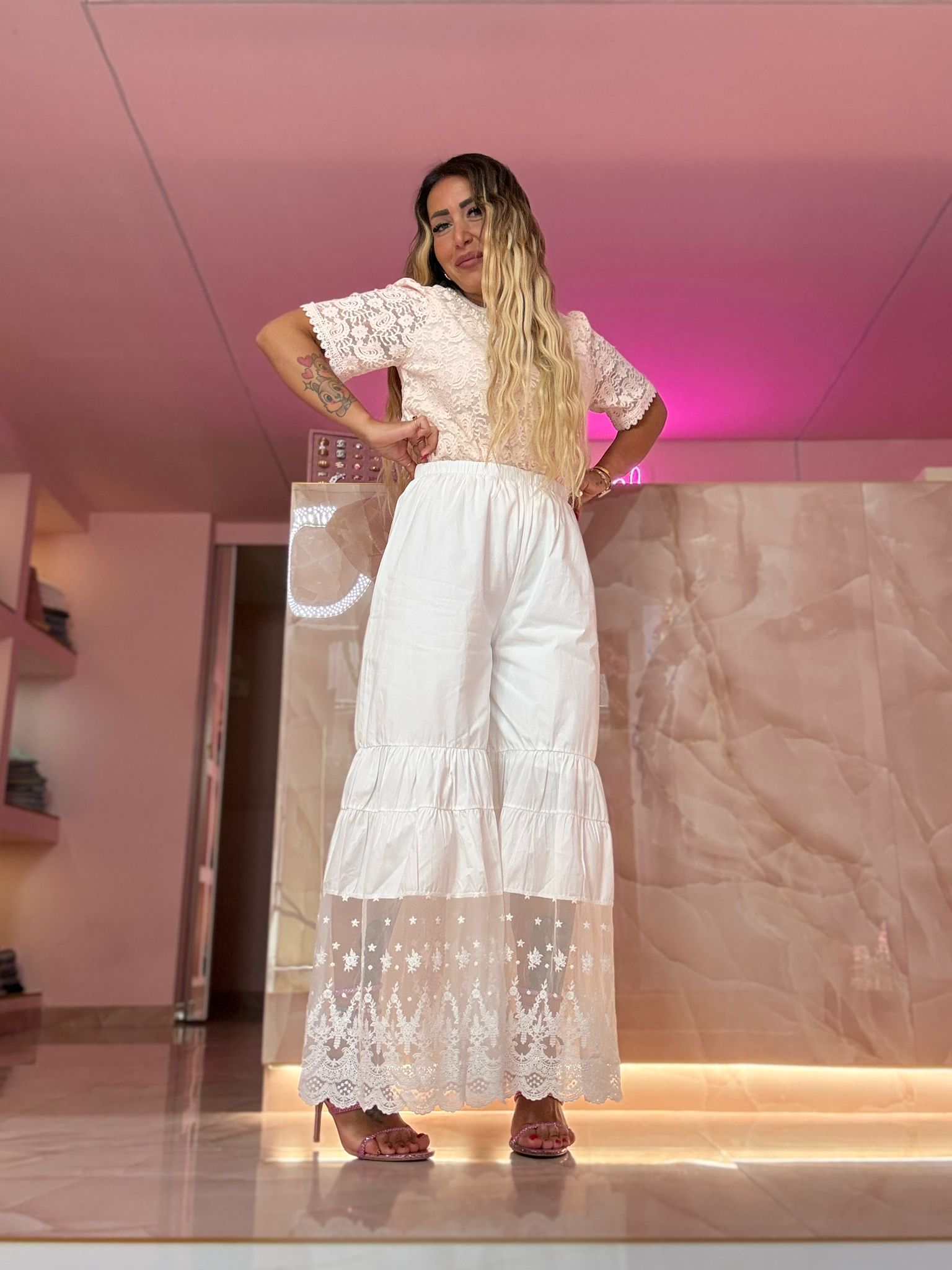 Pantalone Bianco Pizzo &amp; Amore ♥