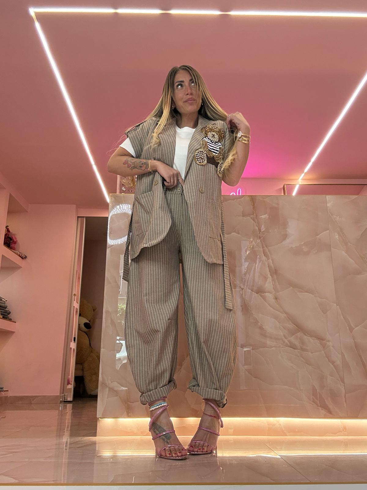 Coordinato Teddy Gessato Beige ♥