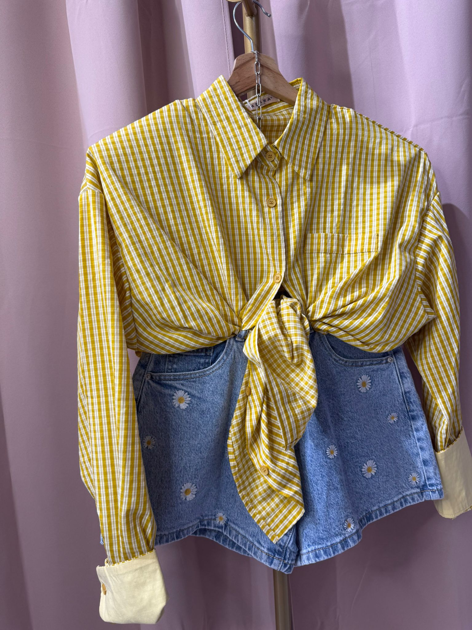 CAMICIA QUADRETTI GIALLA SALDI!