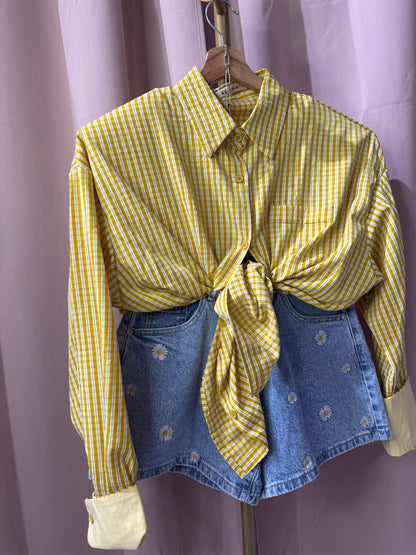 CAMICIA QUADRETTI GIALLA SALDI!