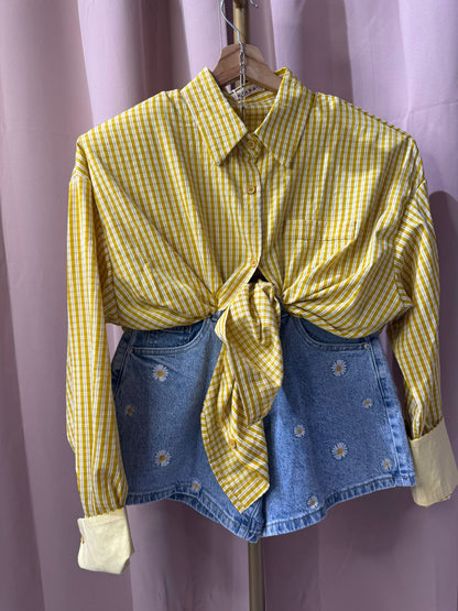 CAMICIA QUADRETTI GIALLA SALDI!
