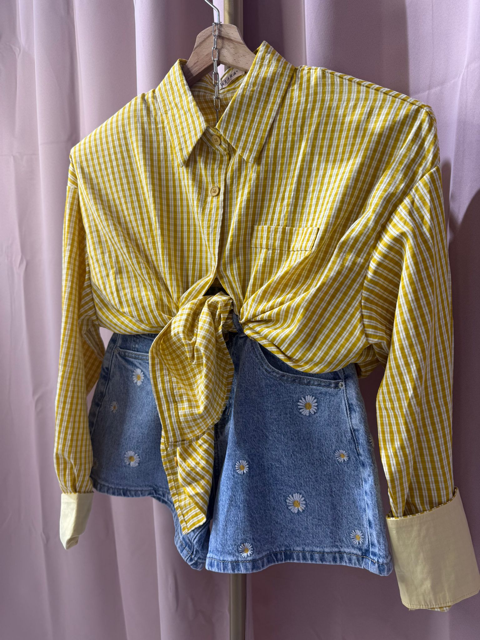 CAMICIA QUADRETTI GIALLA SALDI!