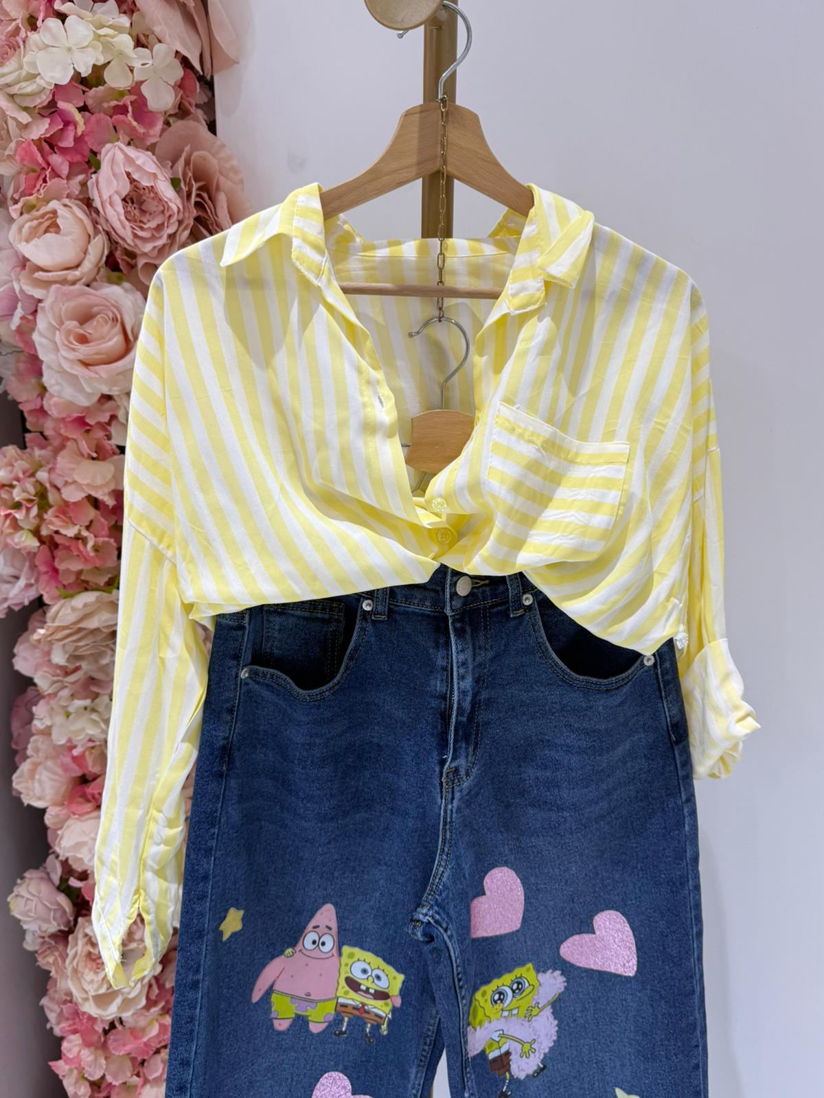 CAMICIA RIGHE GIALLA SALDI!