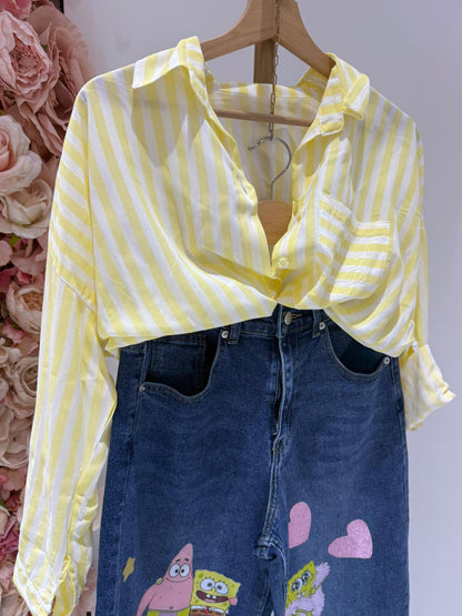 CAMICIA RIGHE GIALLA SALDI!