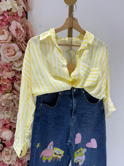 CAMICIA RIGHE GIALLA SALDI!