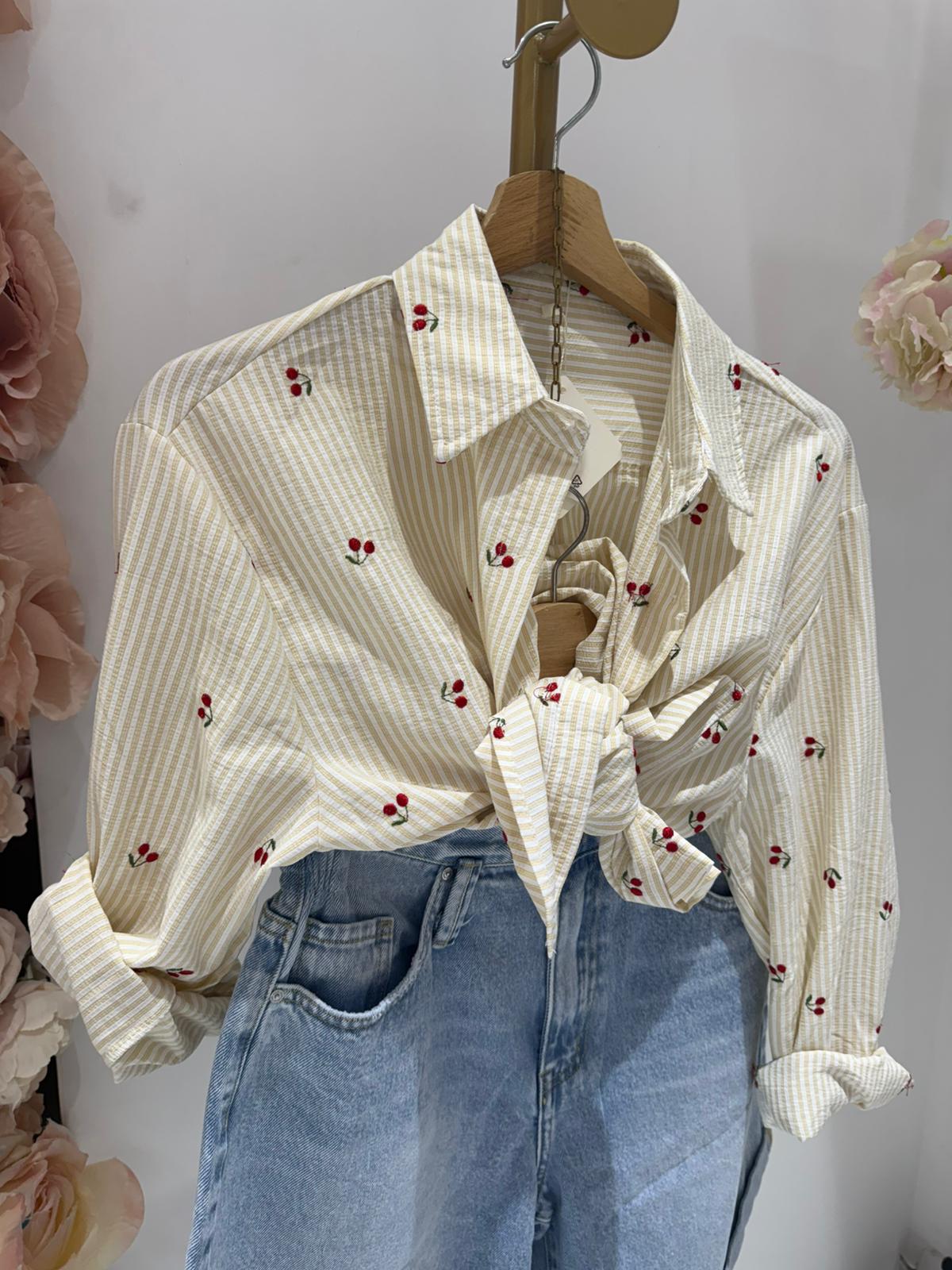 CAMICIA CILIEGINE GIALLA SALDI