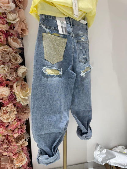 Jeans Strappi Giallo ♥