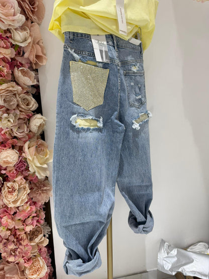 Jeans Strappi Giallo ♥