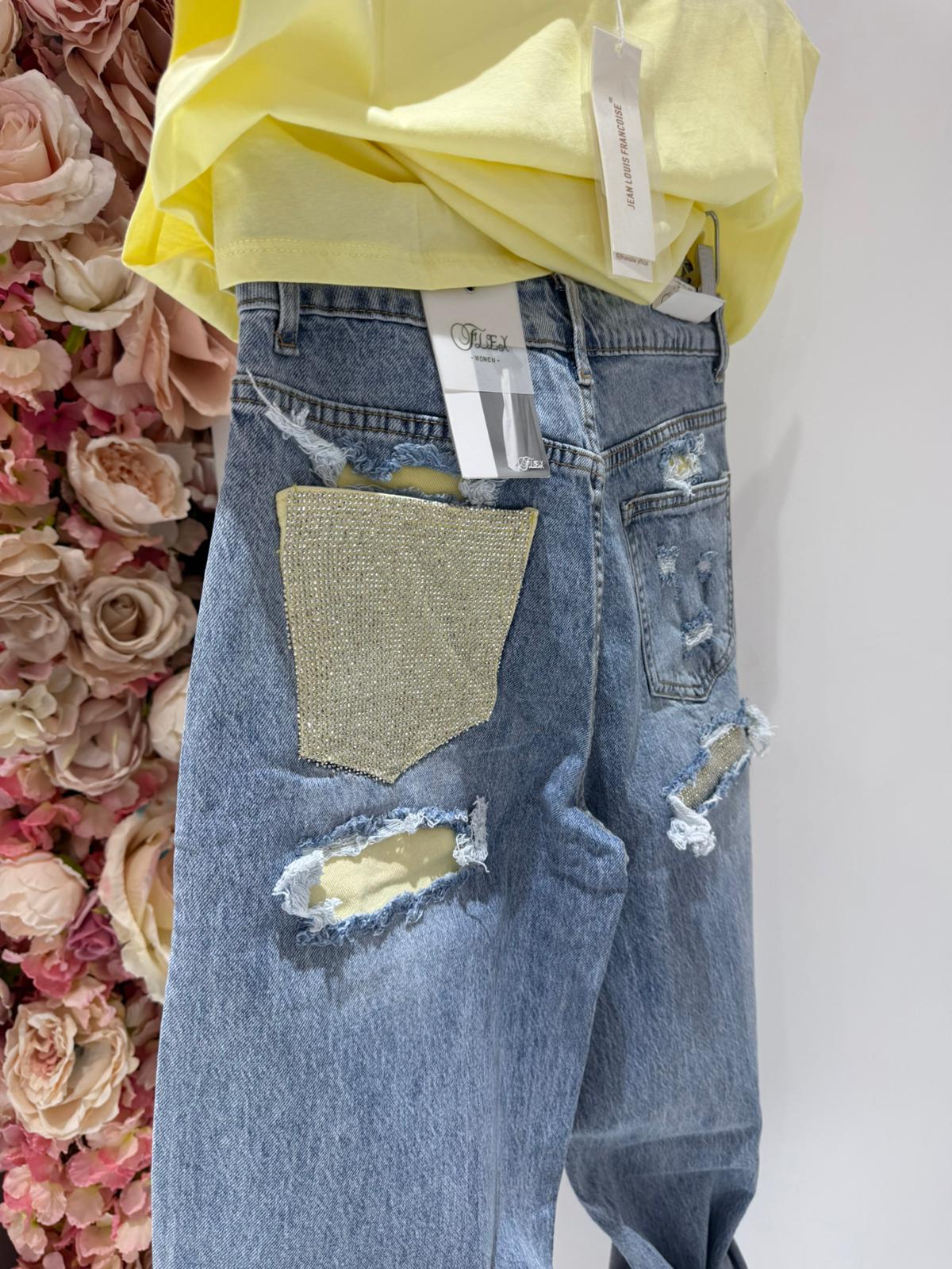 Jeans Strappi Giallo ♥