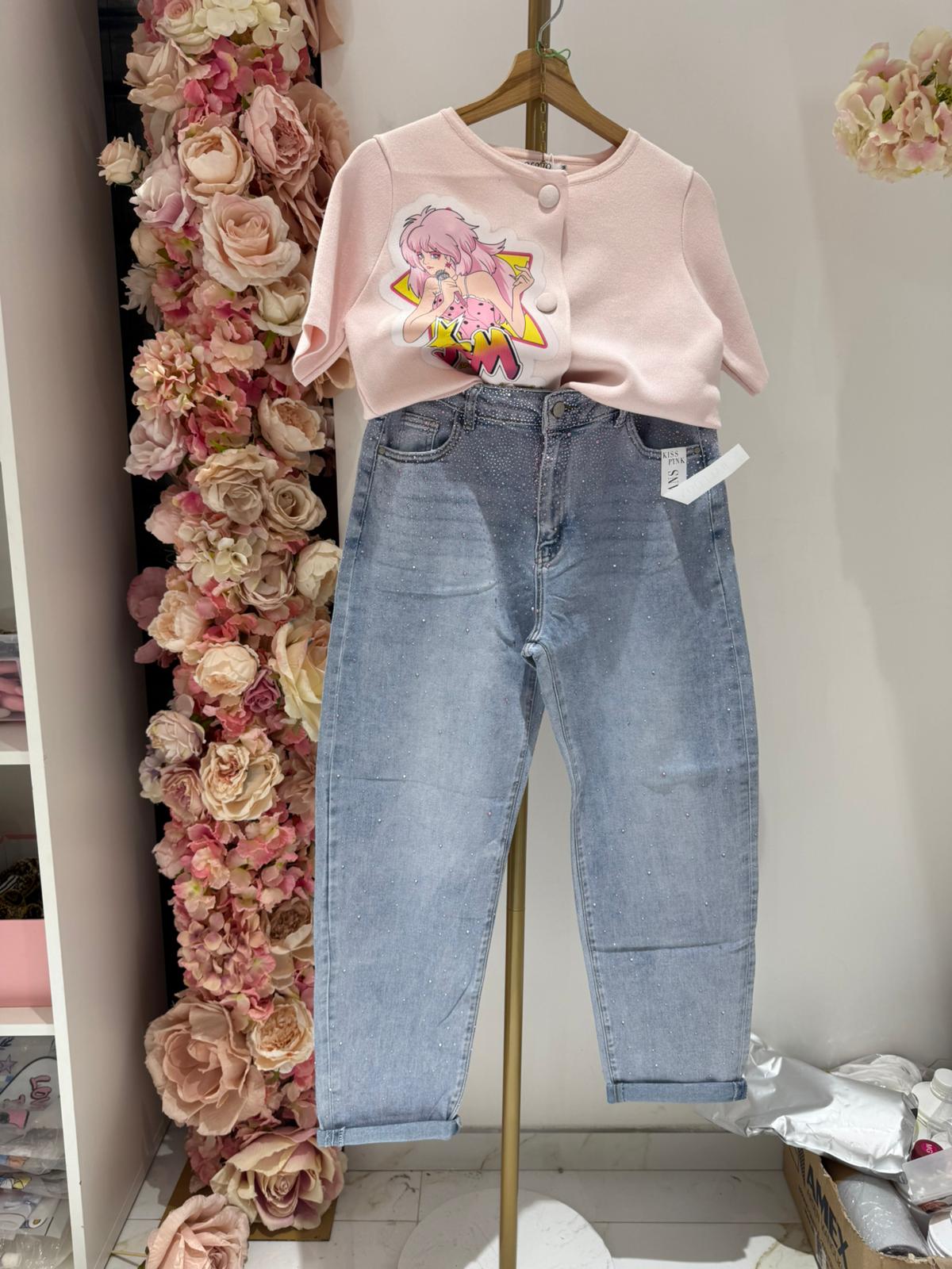 Jeans Brillantini Cascata Rosa SALDI ♥