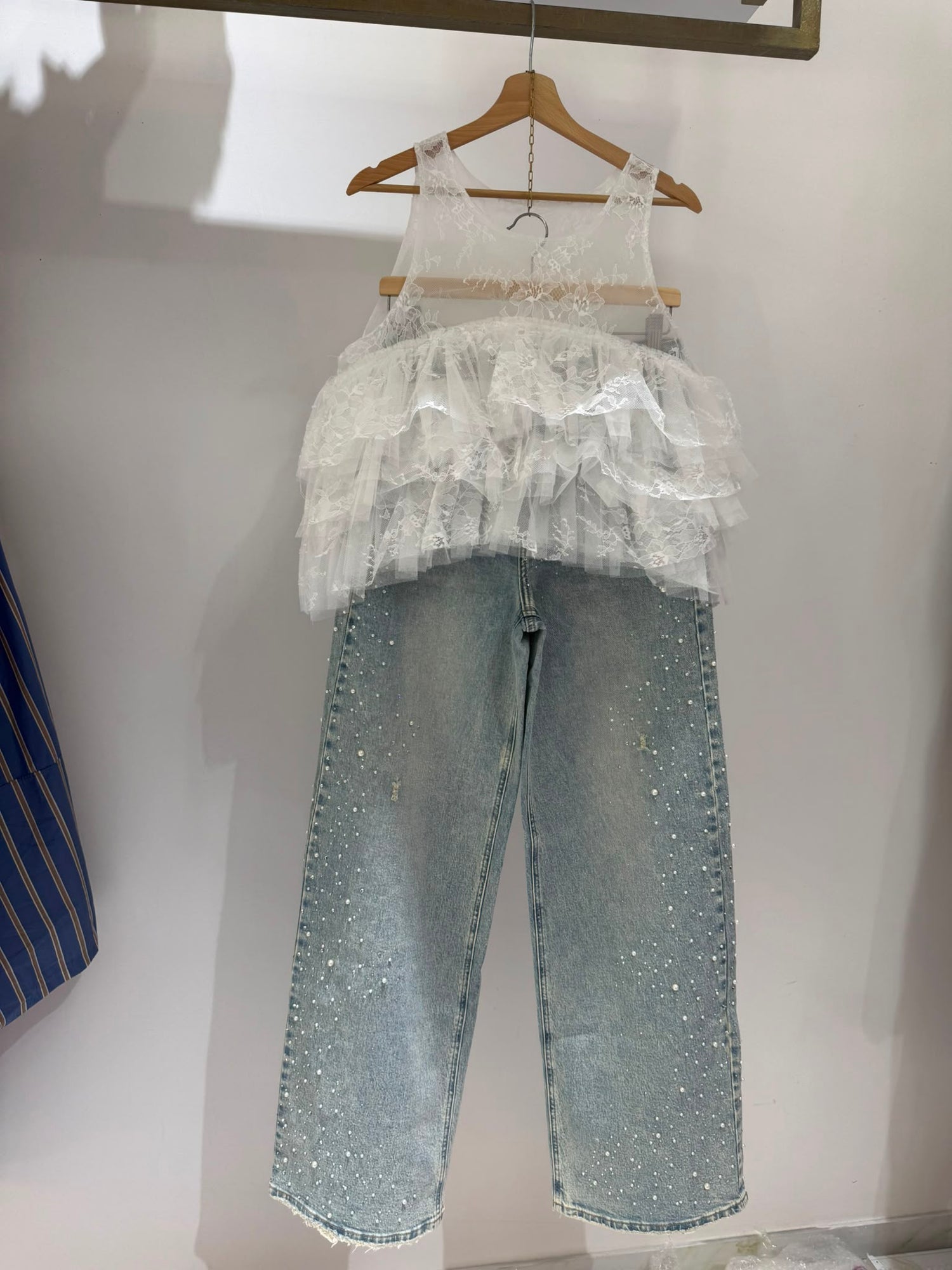 JEANS PERLE E STRASS LATERALE