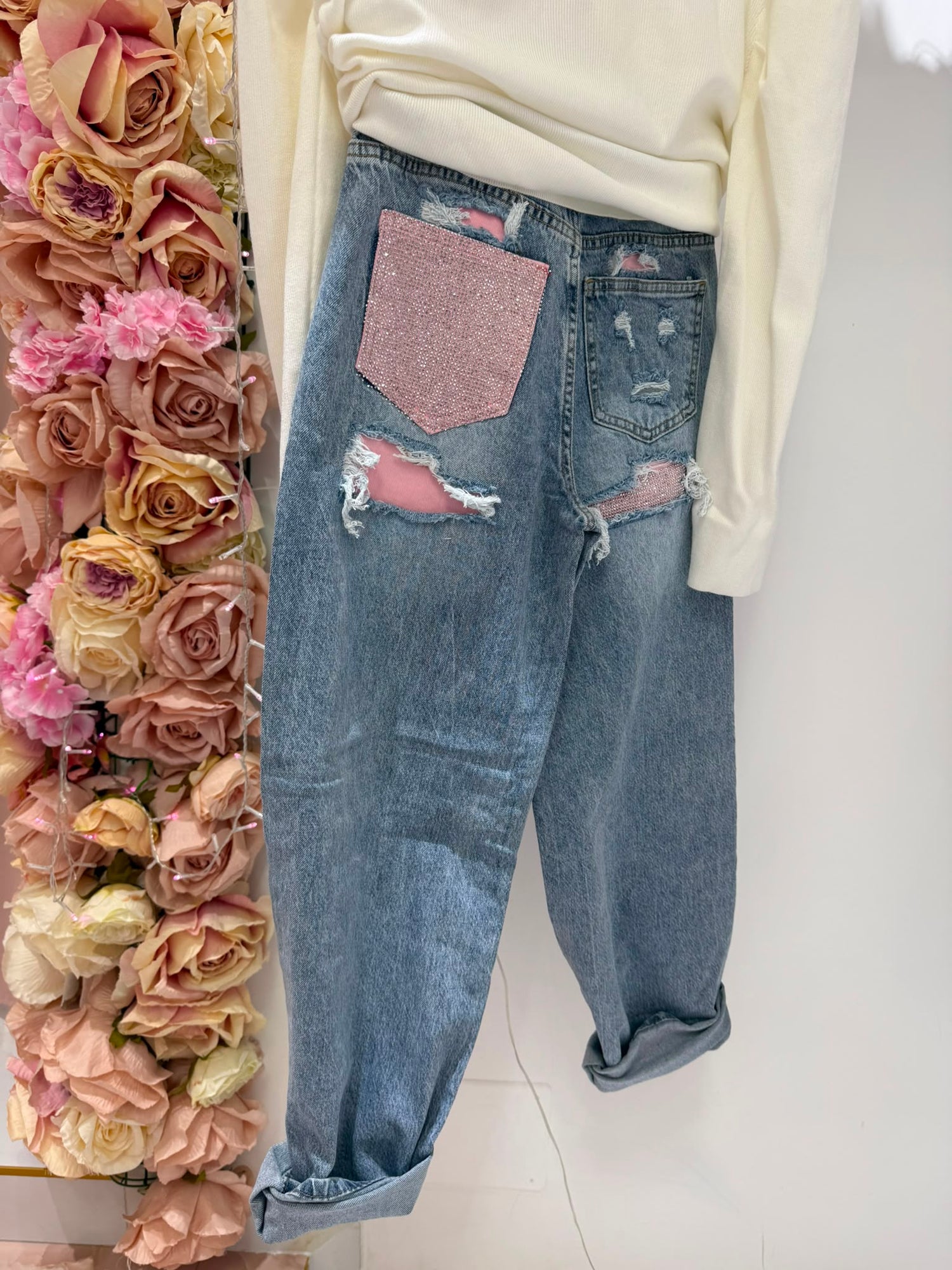 JEANS TASCA GLITTER ROSA SALDI!