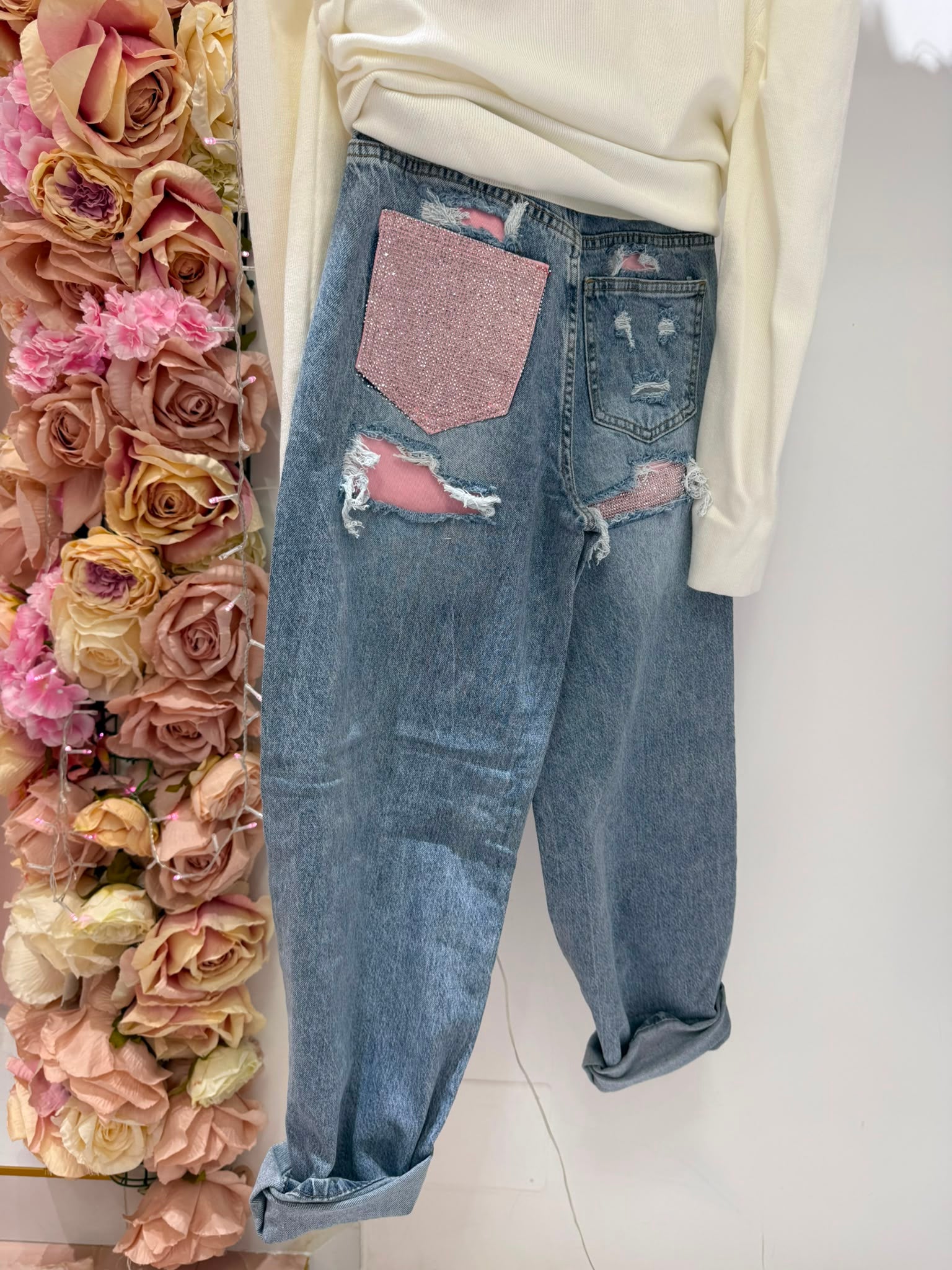 JEANS TASCA GLITTER ROSA SALDI!