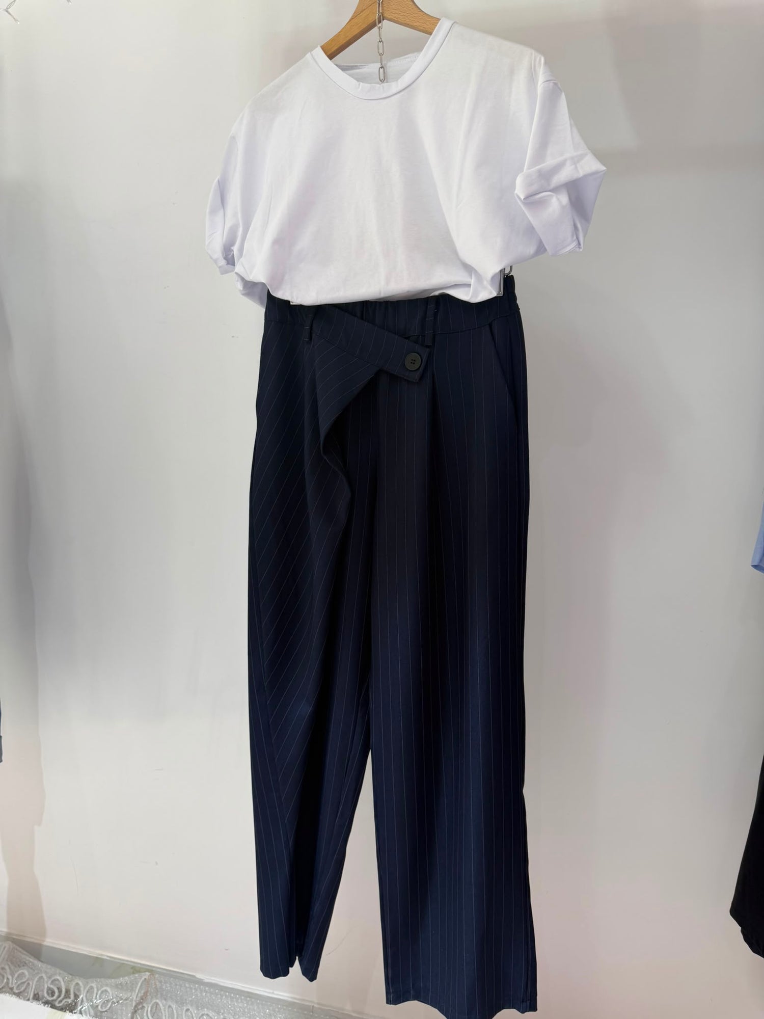 PANTALONE GESSATO BLU