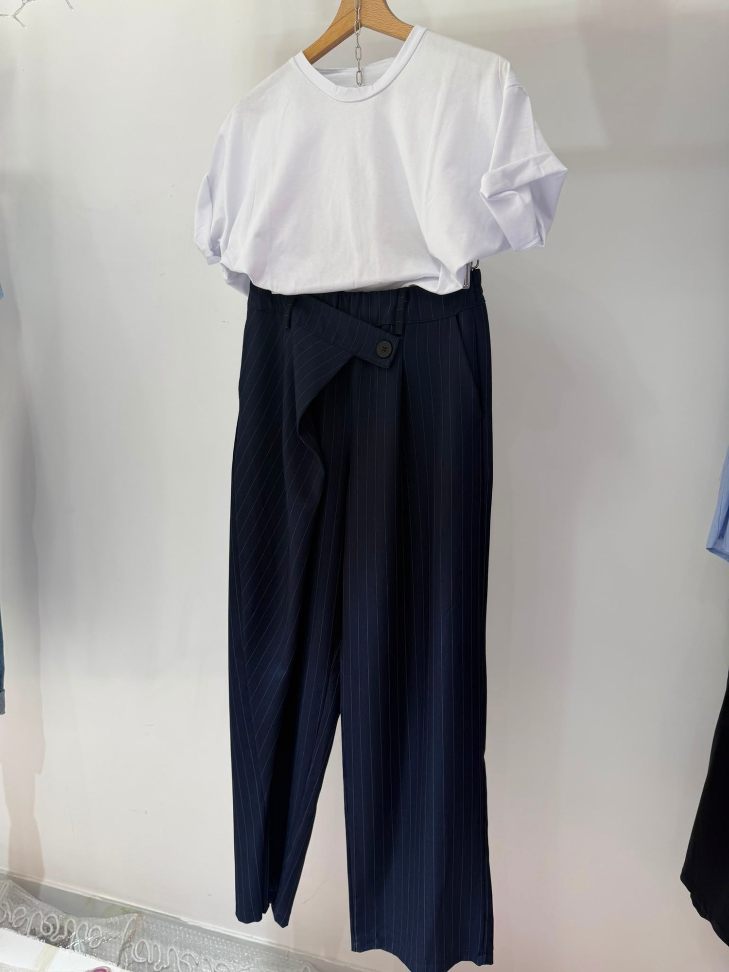 PANTALONE GESSATO BLU