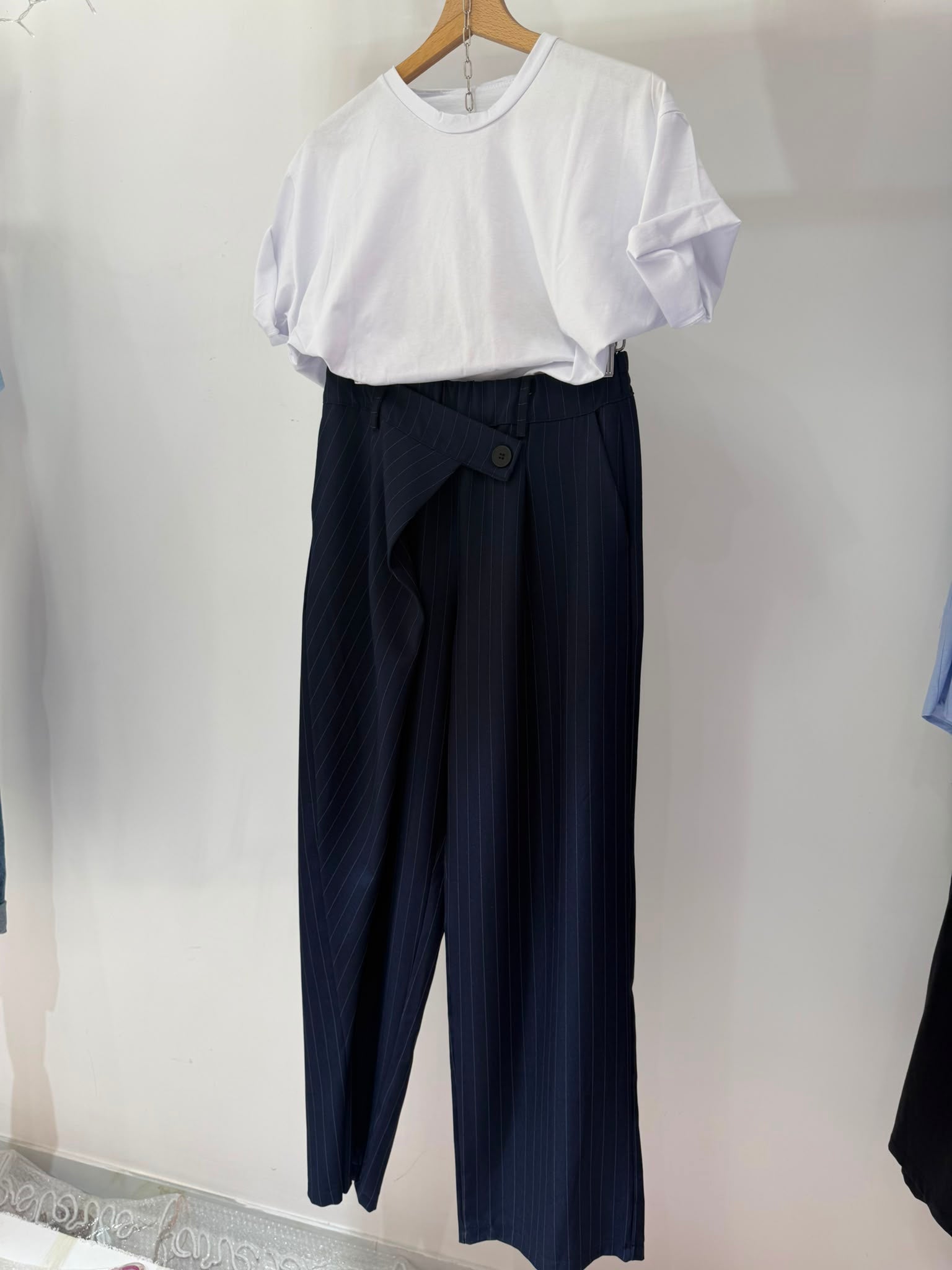 PANTALONE GESSATO BLU