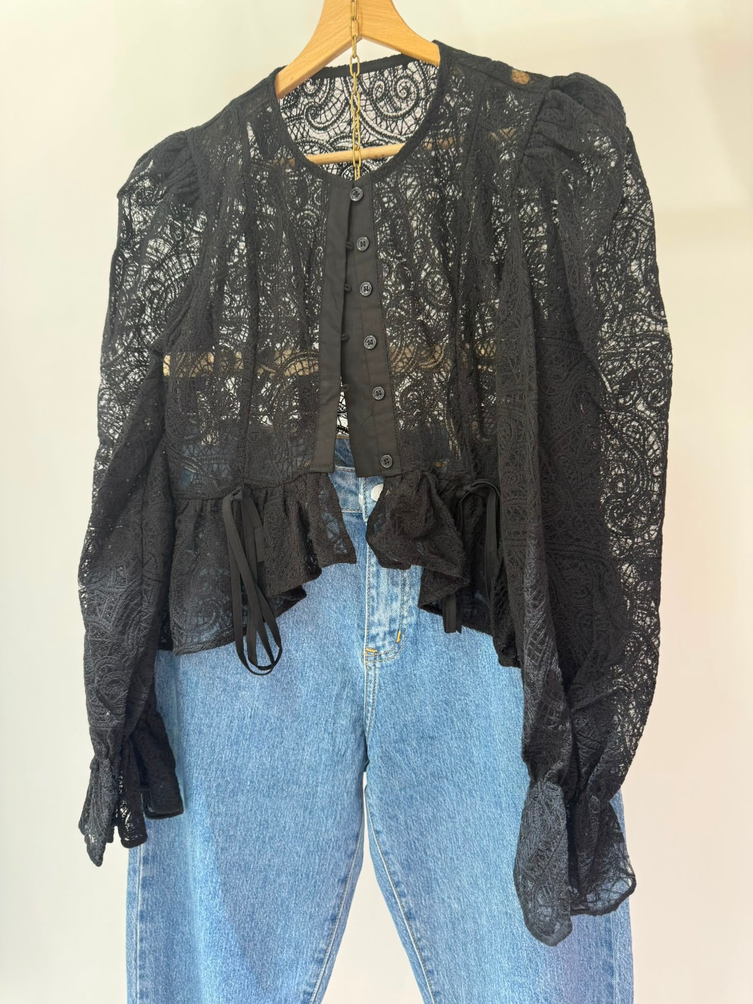 CAMICIA MERLETTO NERA