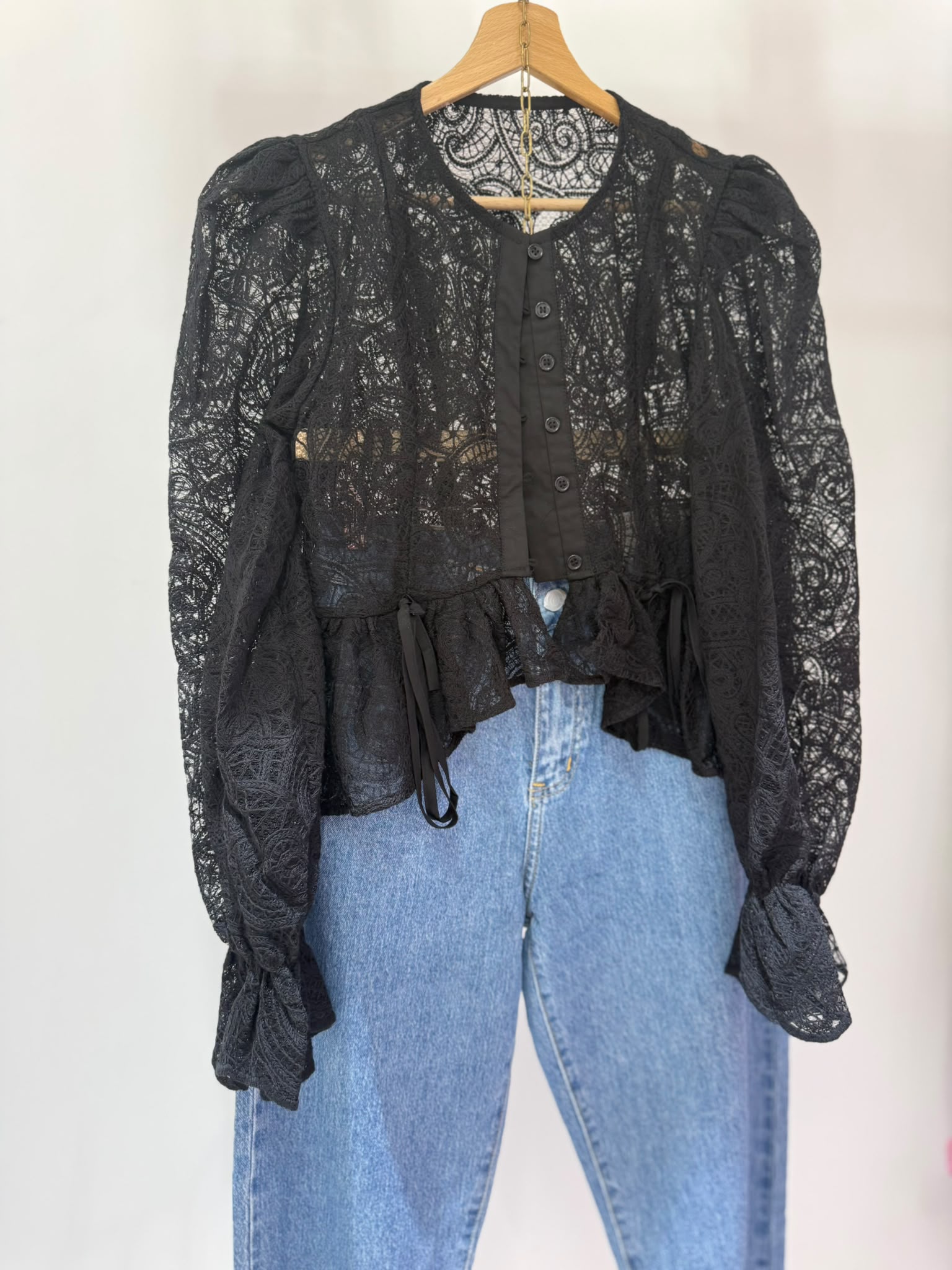 CAMICIA MERLETTO NERA