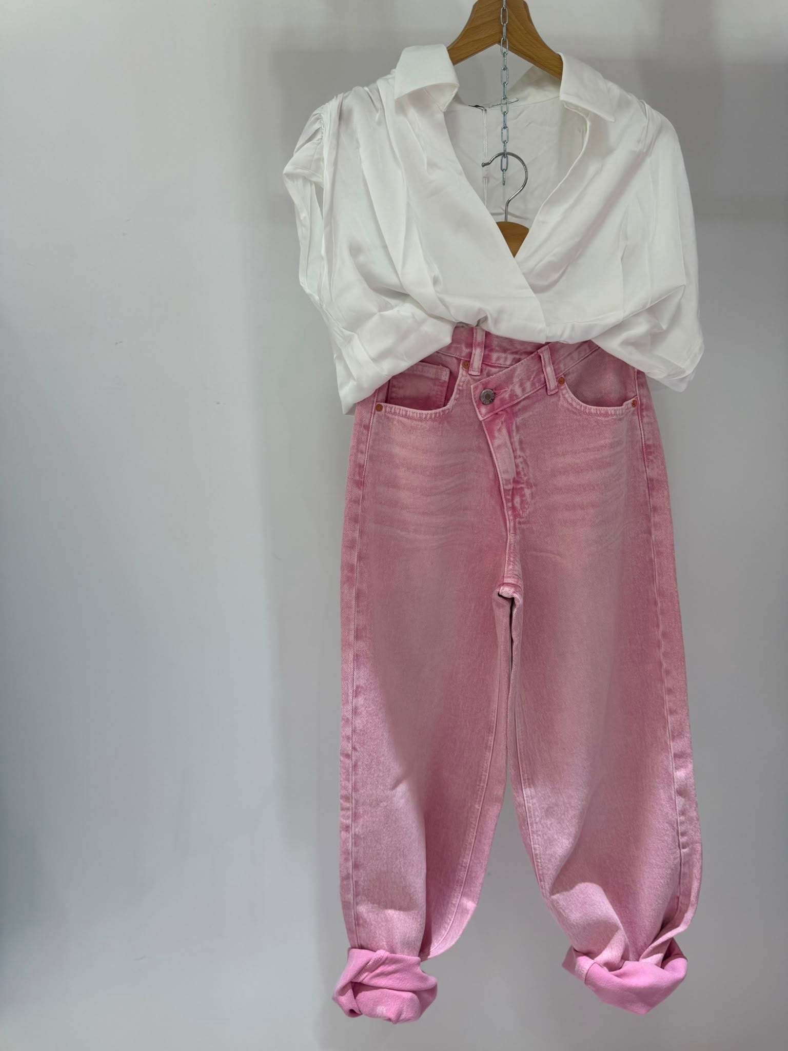 Jeans Asimmetrico Mood Zara Rosa ♥
