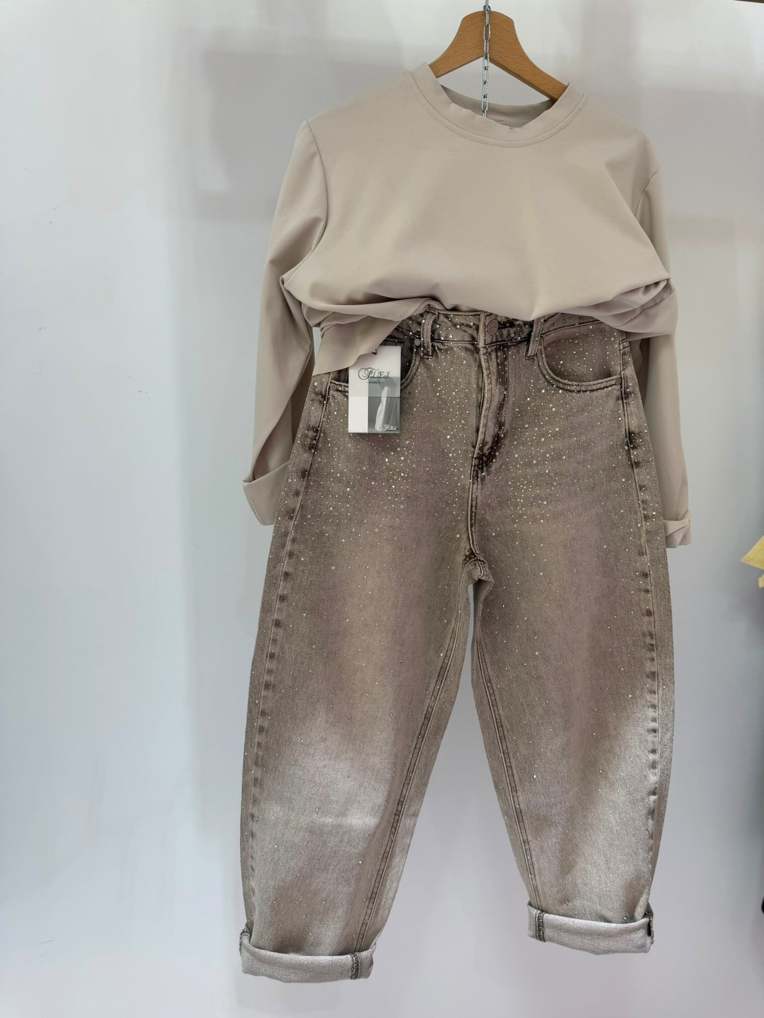 Jeans Soft Light Glitter Beige ♥