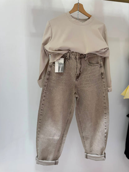 Jeans Soft Light Glitter Beige ♥