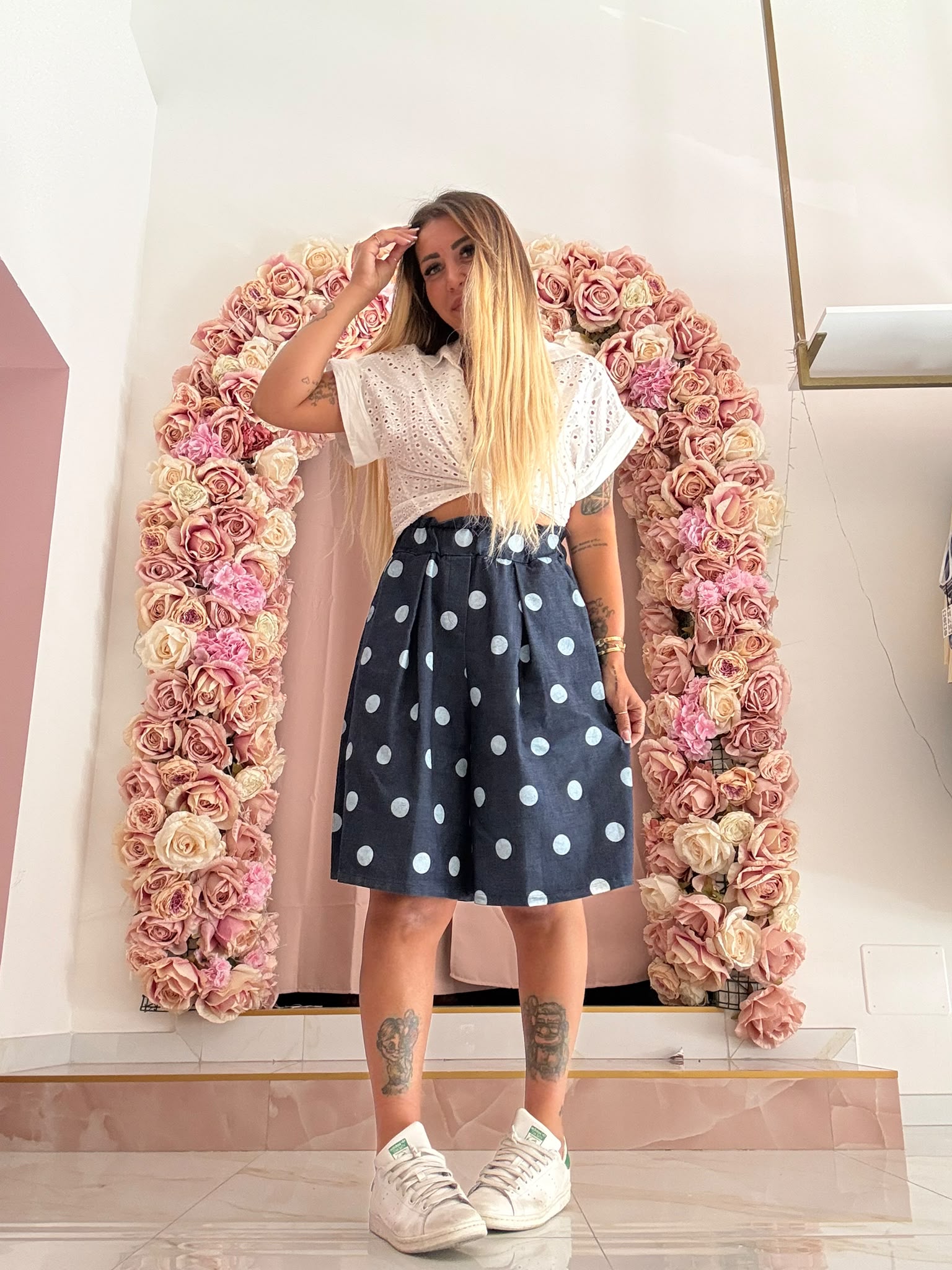 Bermuda Cotone Pois Denim ♥