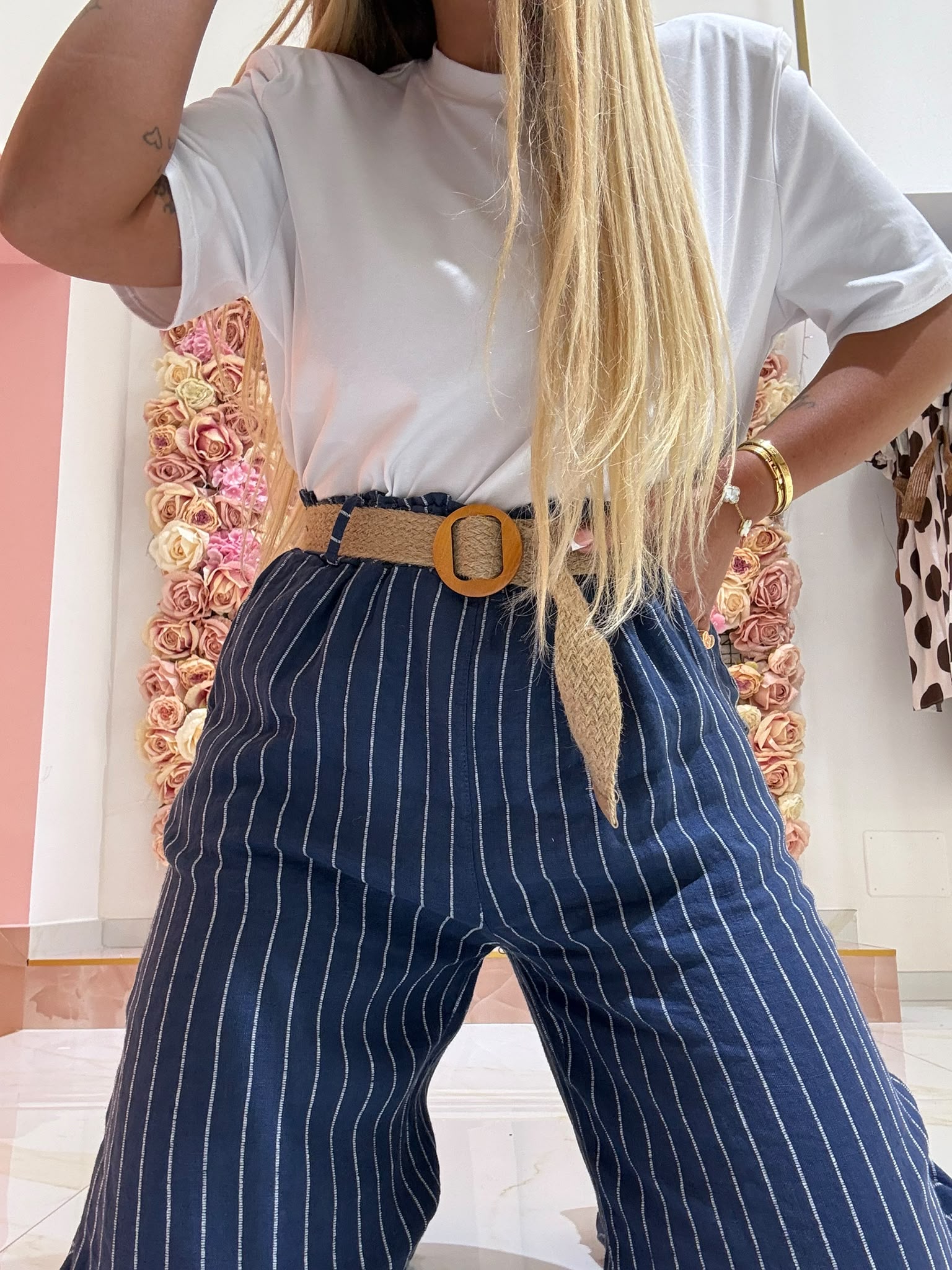 Pantaloni Gessati In Lino ♥