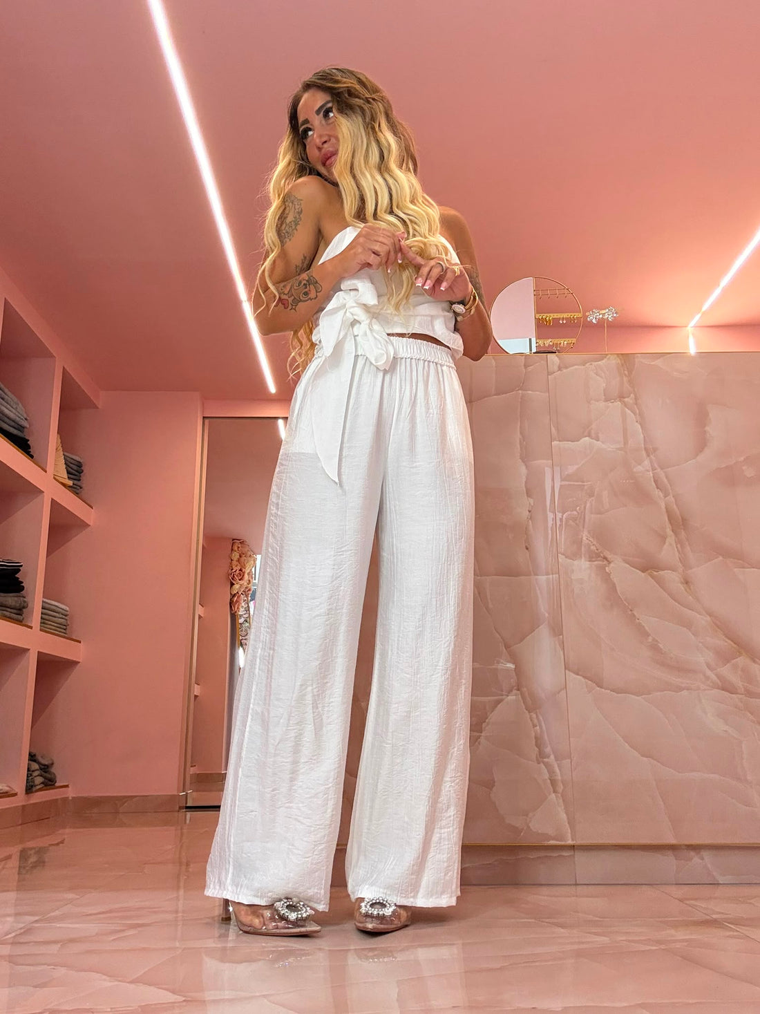Coordinato Con I Fiocchi Bianco ♥