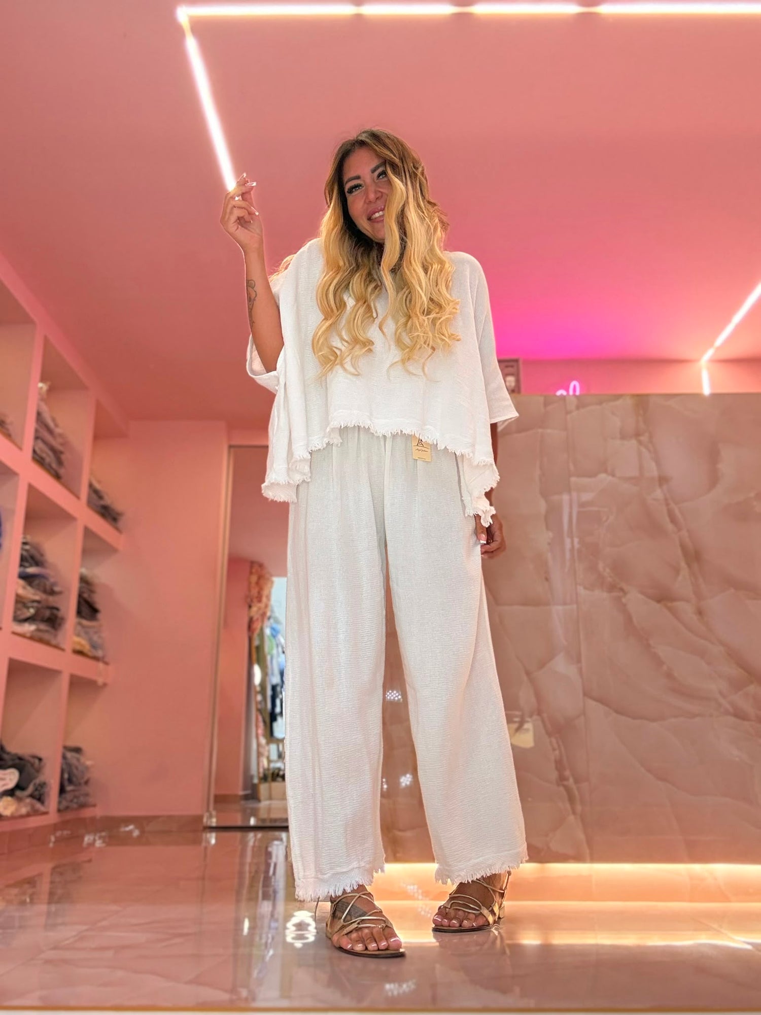 Pantaloni Sfrangiati Panna ♥