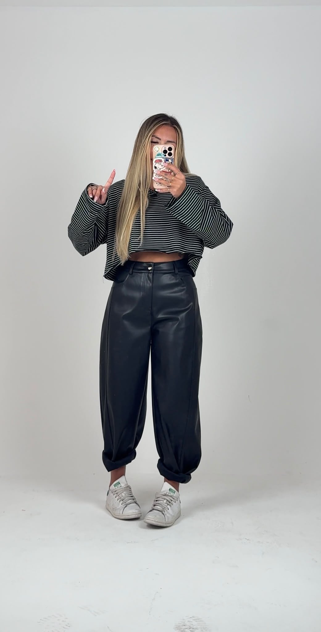 Pantaloni Autumn Check Ecopelle Nero ♥