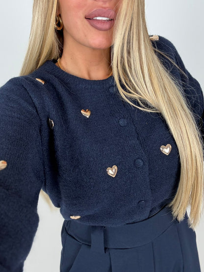 Cardigan Maglioncino Cuoricini Borchietta ♥