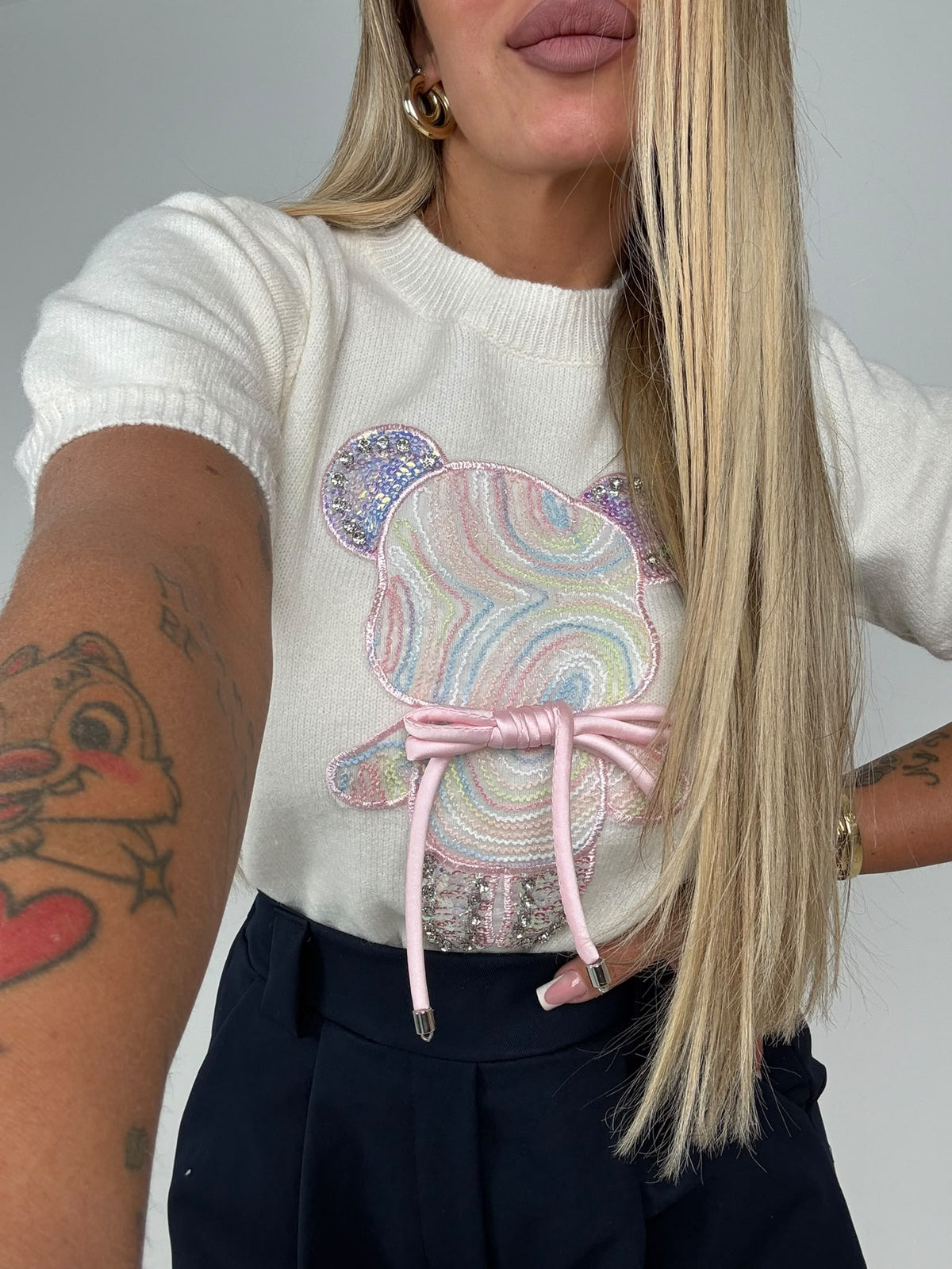 Maglia Orsetto Rainbow Bianca ♥