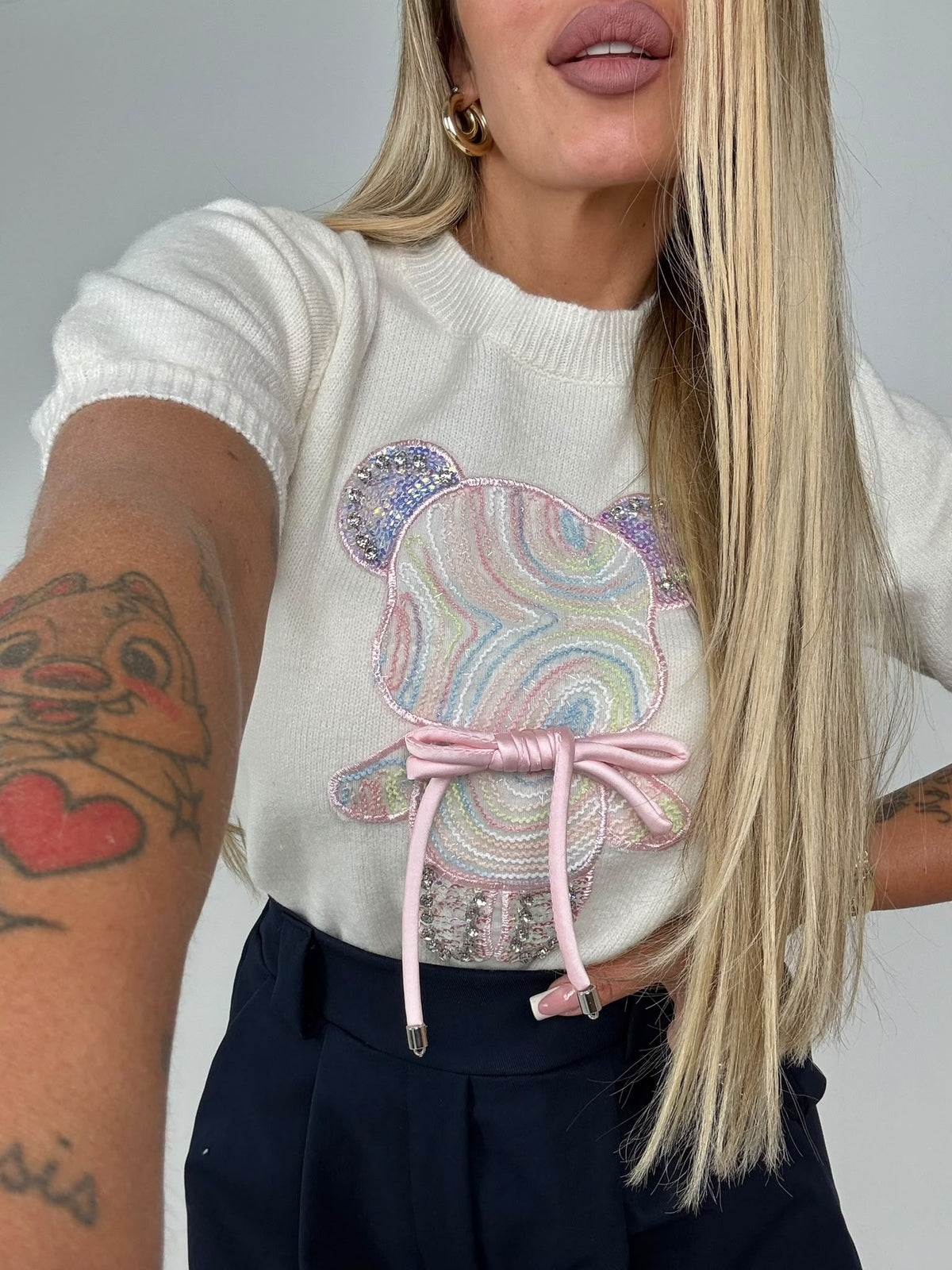 Maglia Orsetto Rainbow Bianca ♥