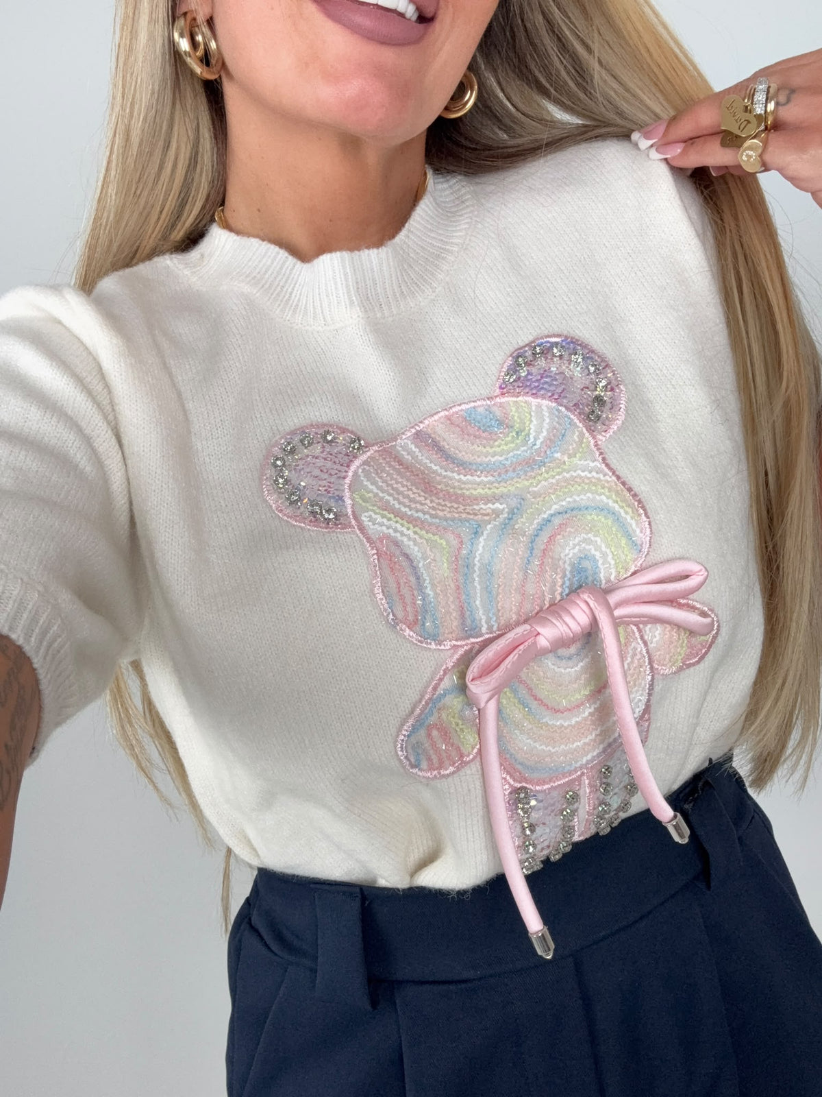 Maglia Orsetto Rainbow Bianca ♥
