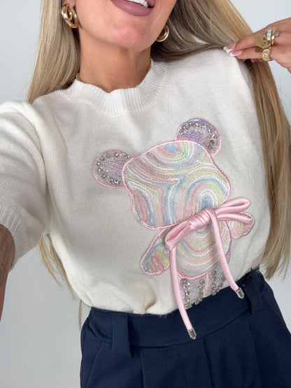 Maglia Orsetto Rainbow Bianca ♥