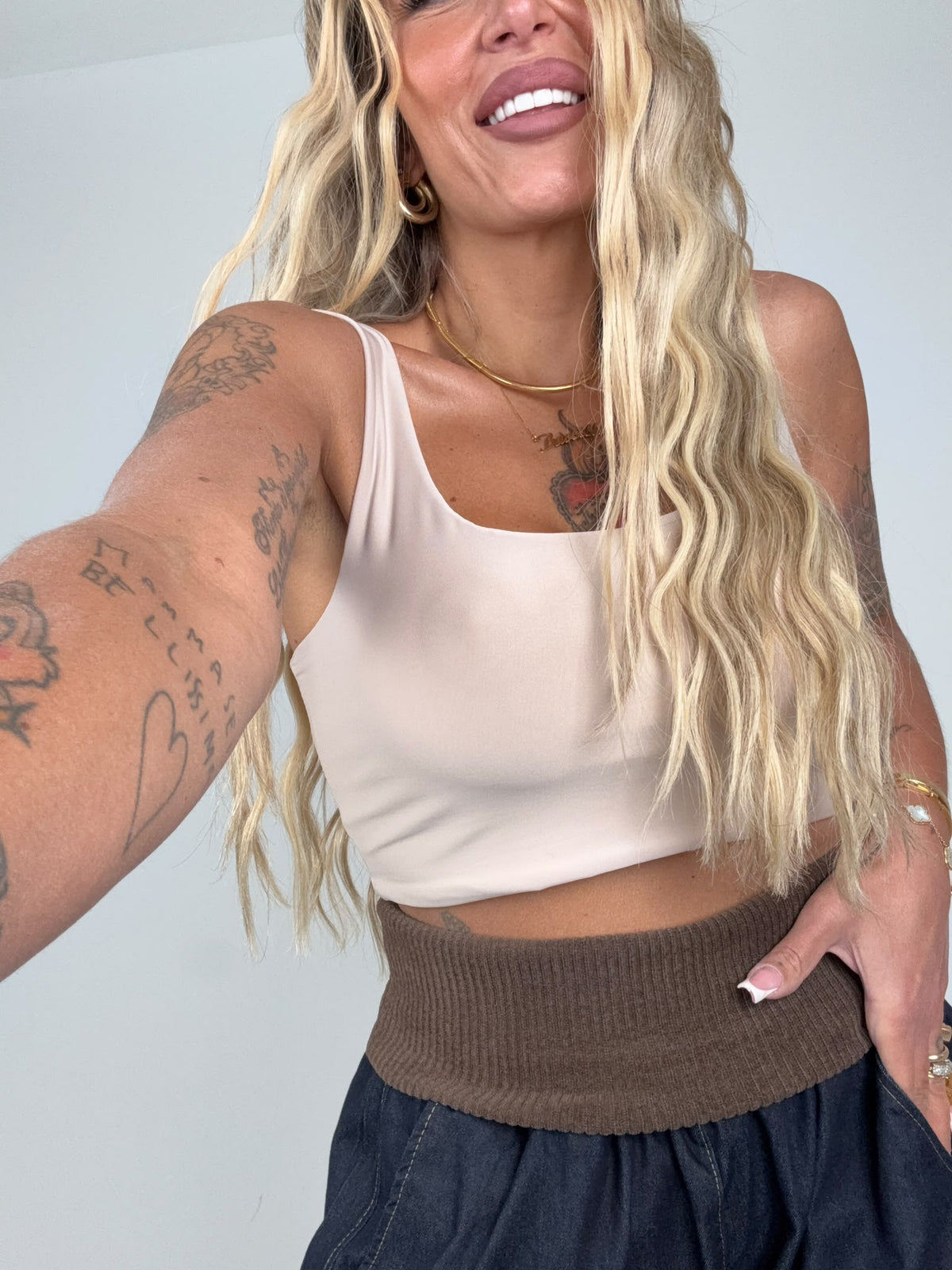 Canotta Crop Lycra Cappuccino ♥