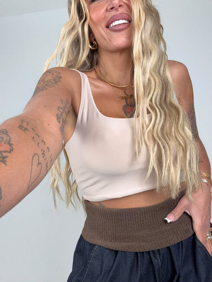 Canotta Crop Lycra Cappuccino ♥