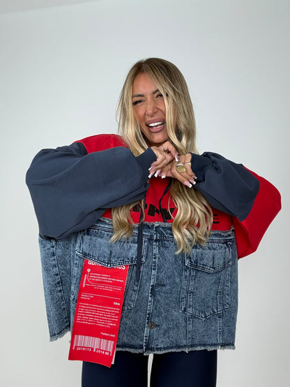 Felpa LondonStreet Denim &amp; Rosso ♥