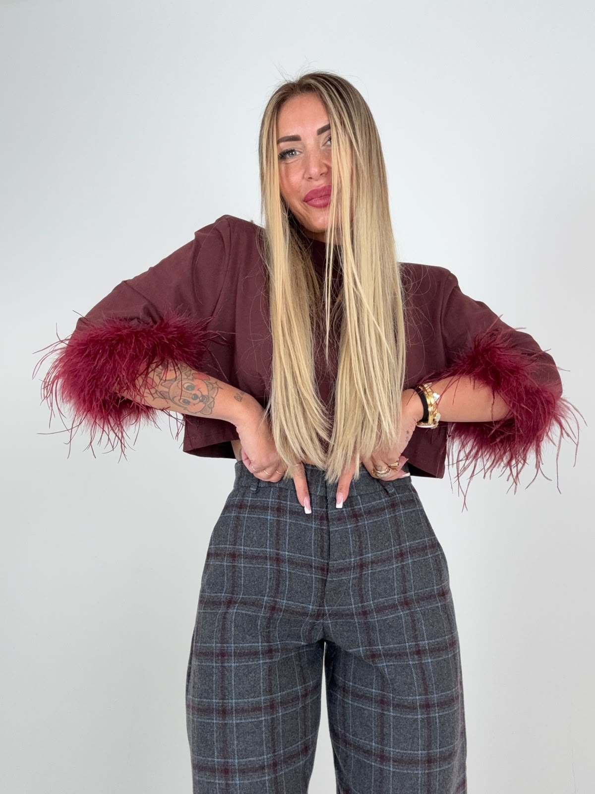 Maglia Piumè Crop Bordoux ♥