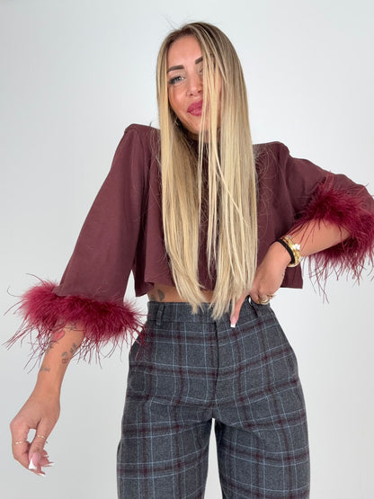 Maglia Piumè Crop Bordoux ♥