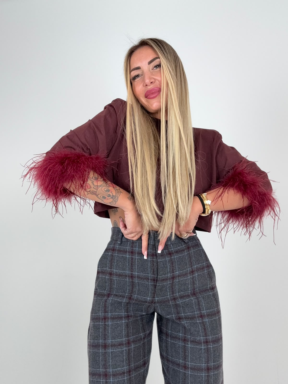 Maglia Piumè Crop Bordoux ♥