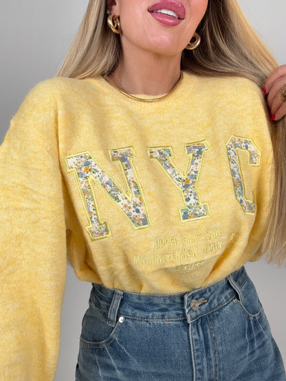 Maglioncino NewYork Flower Giallo ♥