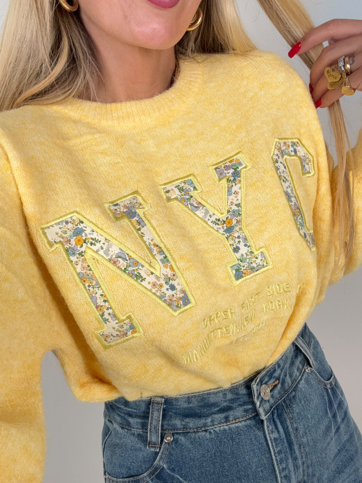 Maglioncino NewYork Flower Giallo ♥