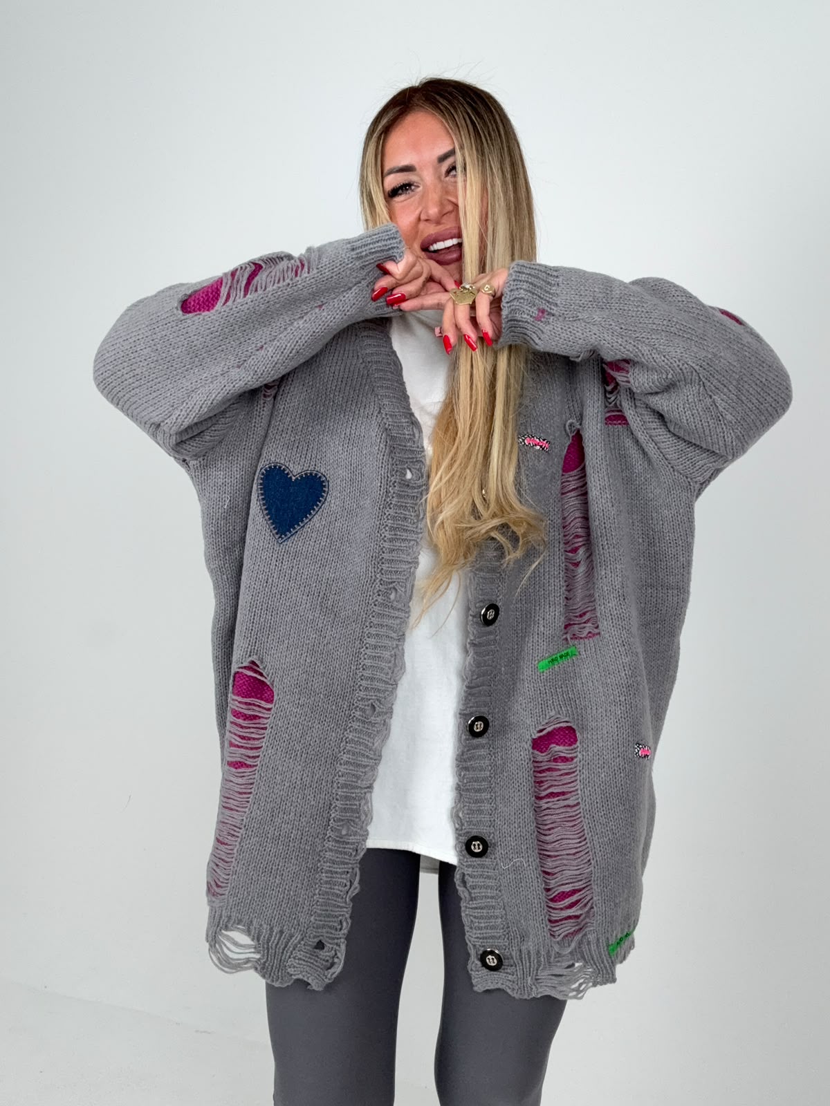 Cappottino Cardigan Heart Denim Grigia ♥