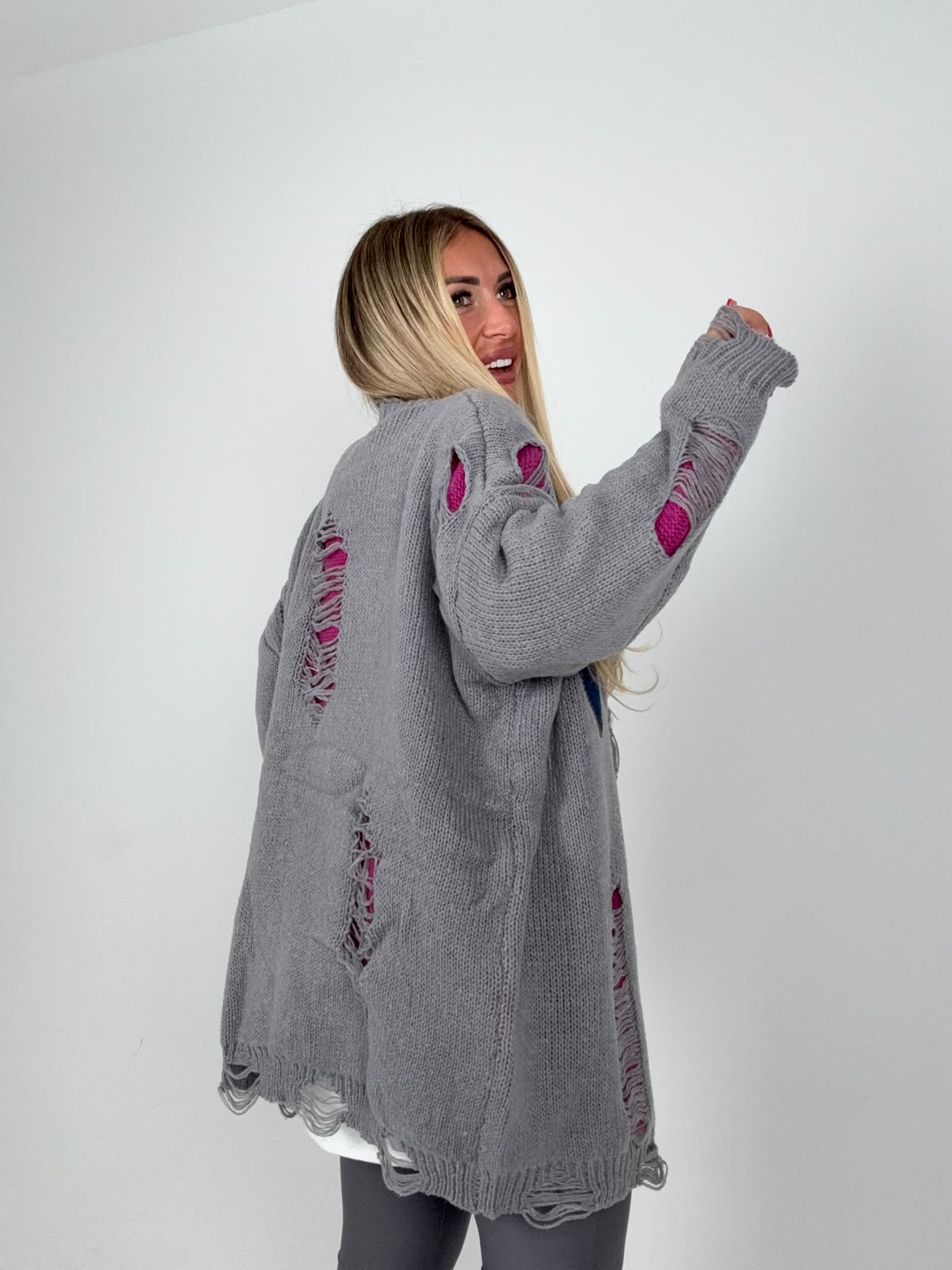 Cappottino Cardigan Heart Denim Grigia ♥