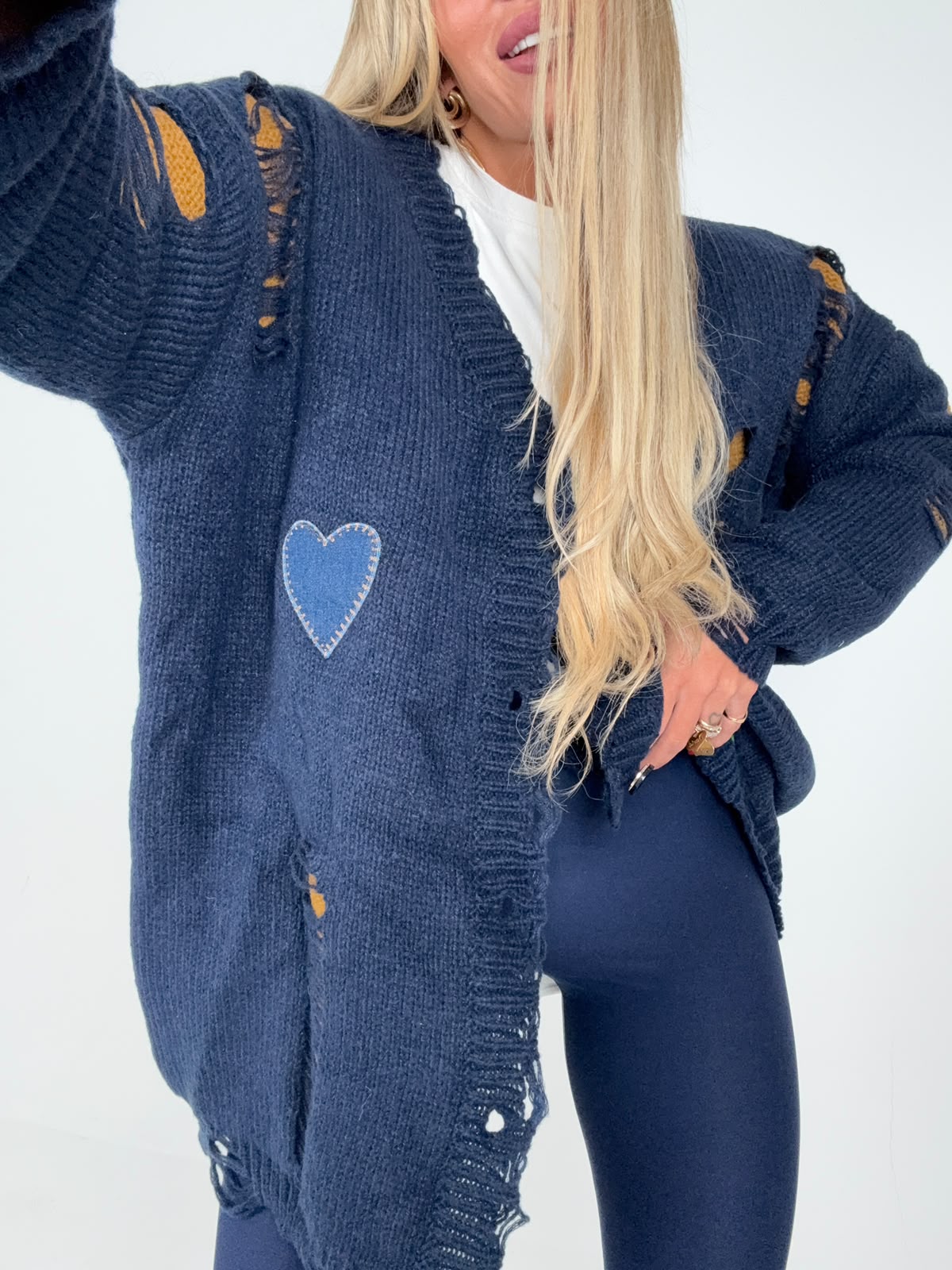 Cappottino Cardigan Heart Denim Blu ♥
