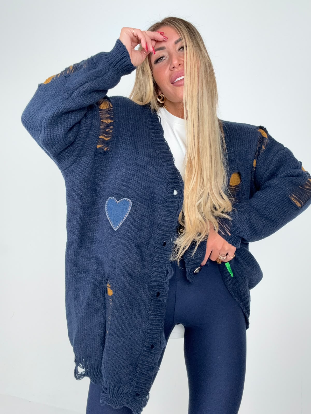 Cappottino Cardigan Heart Denim Blu ♥
