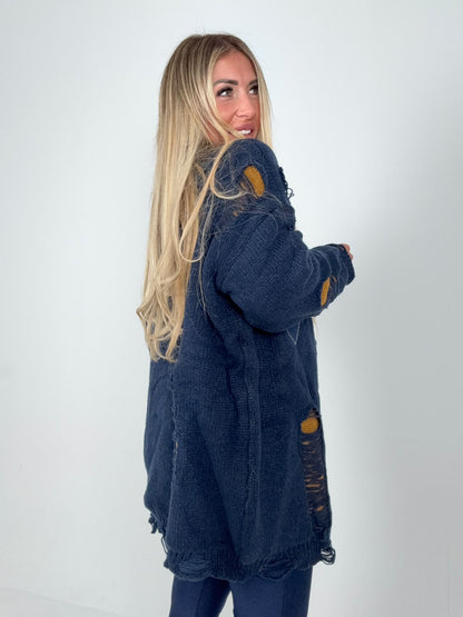 Cappottino Cardigan Heart Denim Blu ♥
